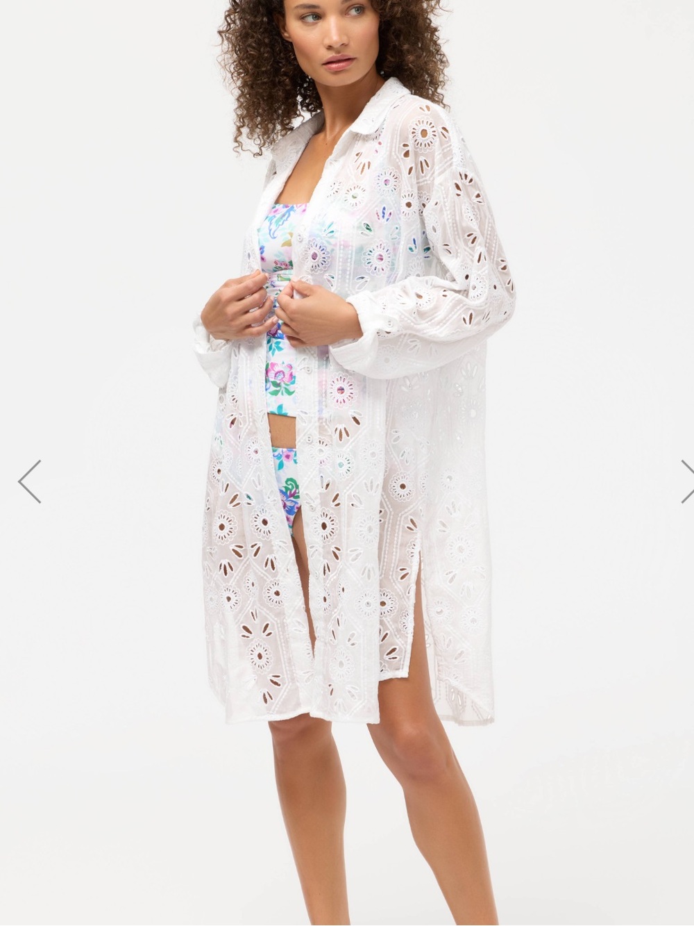 Johnny Was Marillla Eyelet  Button Down Shirt Dress